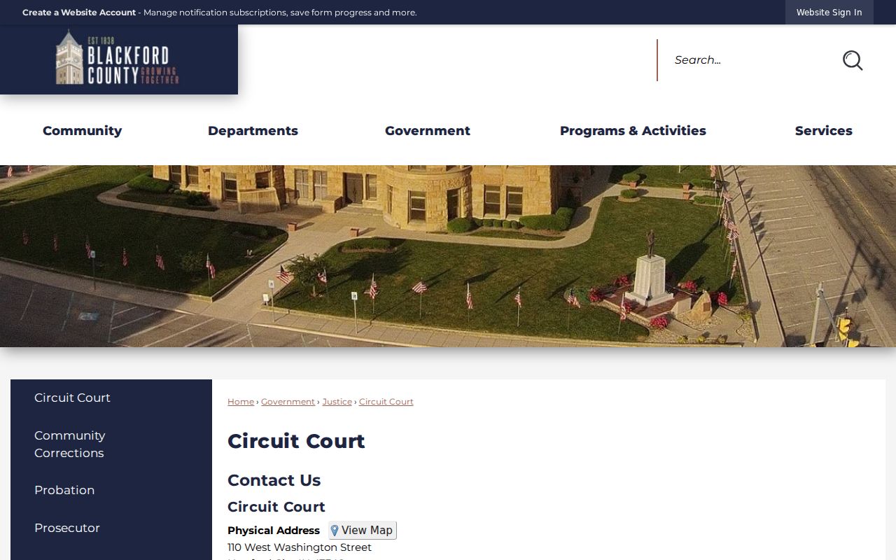 Blackford County bench warrant Circuit Court contact