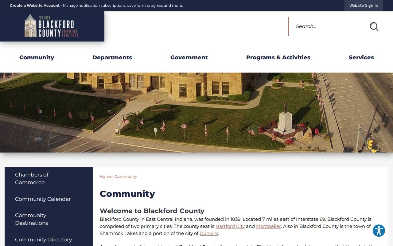 Blackford County warrant records courthouse north entrance rules