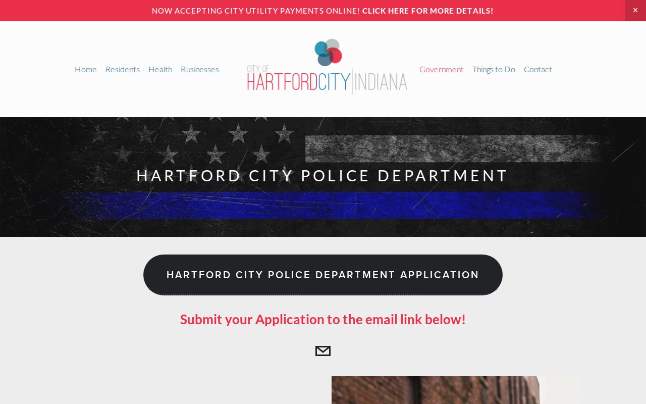 Hartford City police warrant contact page